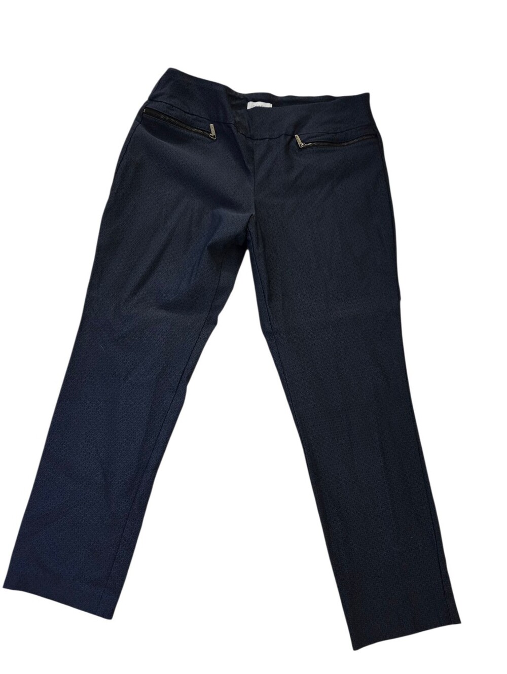 Calvin Klein navy/black pulll on straight leg high waisted pants, L. EUC.